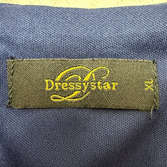 Knee Length Dress w/Tule Hi-Low Overlay Sequin Top Women XL Blue Dressystar - Picture 7 of 10